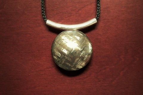 Silver Hollow Pendant with Black Patina and Cross Hammered Texture