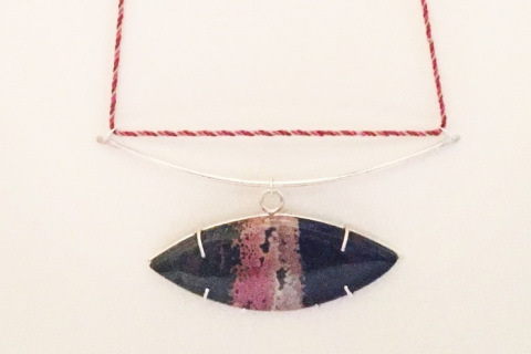 Agate Cabochon Long Pendant