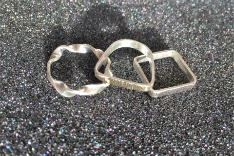 Silver Stacking Rings with Hammer Texture and Patina