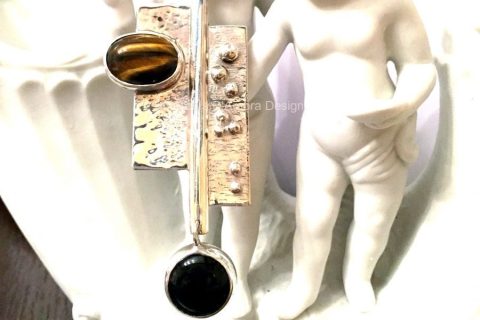 Silver Pendant with Cabochons